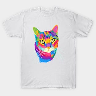 Colorful cat in abstract T-Shirt